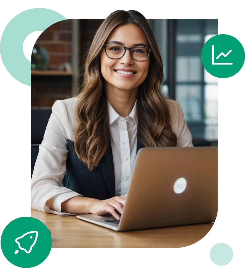 Business woman working on laptop